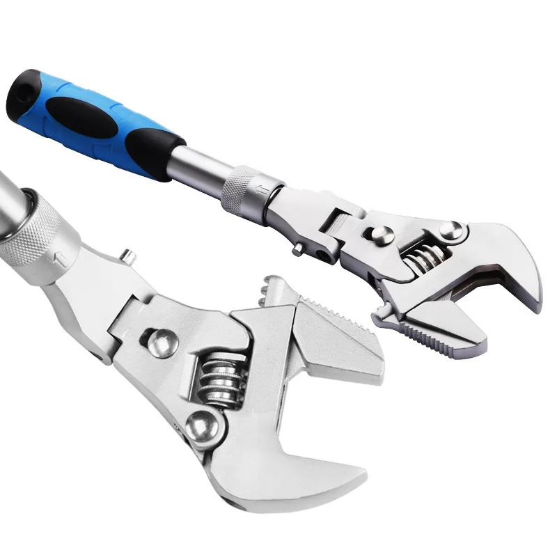 Multifunctional 5-in-1 10-inch Handle Retractable Movable Wrench Folding Shaking Head Ratchet Bathroom Air Conditioner