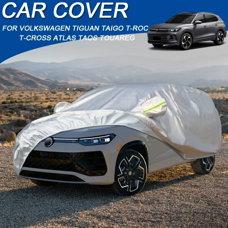 

210T Polyester Waterproof Car Cover Dustproof For Volkswagen ATLAS TAIGO NIVUS TAOS TAYRON T-CROSS TIGUAN ALLSPACE TOUAREG T-ROC