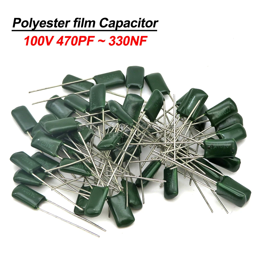 Polyester film capacitor 100V 1nF 1.5nF 2.2nF 100nF 2A471J 2A102J 2A222J 2A392J 2A332J 2A472J 2A103J 2A473J 2A104J 10NF 220NF