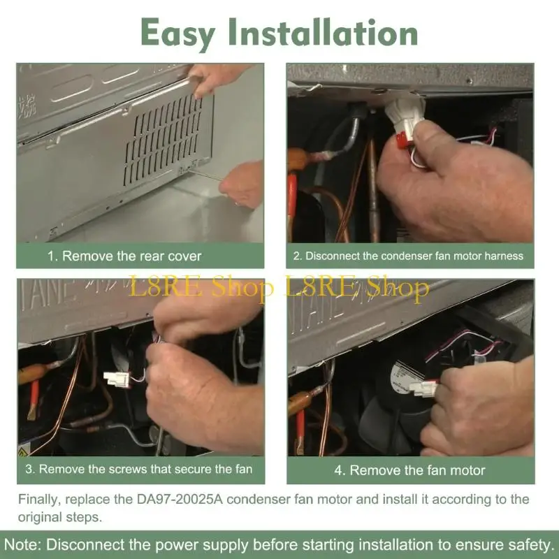 L8RE Quiet Running ABS Refrigerator Fan Motor Easy Installation for Home Appliances
