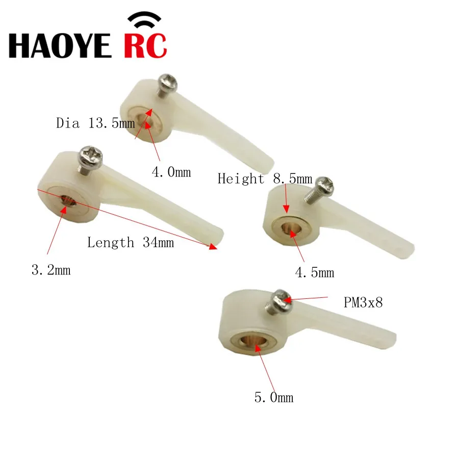 Haoye 5 Pcs Steering Single Arms 1/2 Arm 3 hole With Screw For RC Airplanes Parts Electric  Foam Model Replacement Accessories