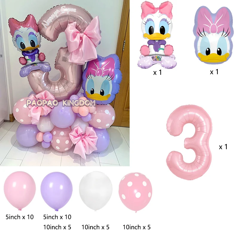 1set Children's Theme Cartoon Mouse Daisy  Donald Duck Helium Balloons Number Balloons  Baby Shower Kids Birthday Party Supplies view 4