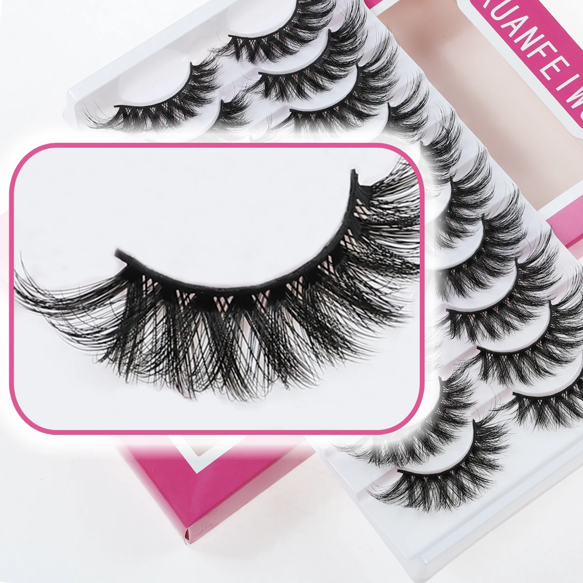 Xuanfeiwu Dense Stage Performance Croce 5D Ciglia finte intere Strumento per il trucco Gambo duro Adesivo riutilizzabile Ciglia per feste Ciglia disordinate comiche artificiali