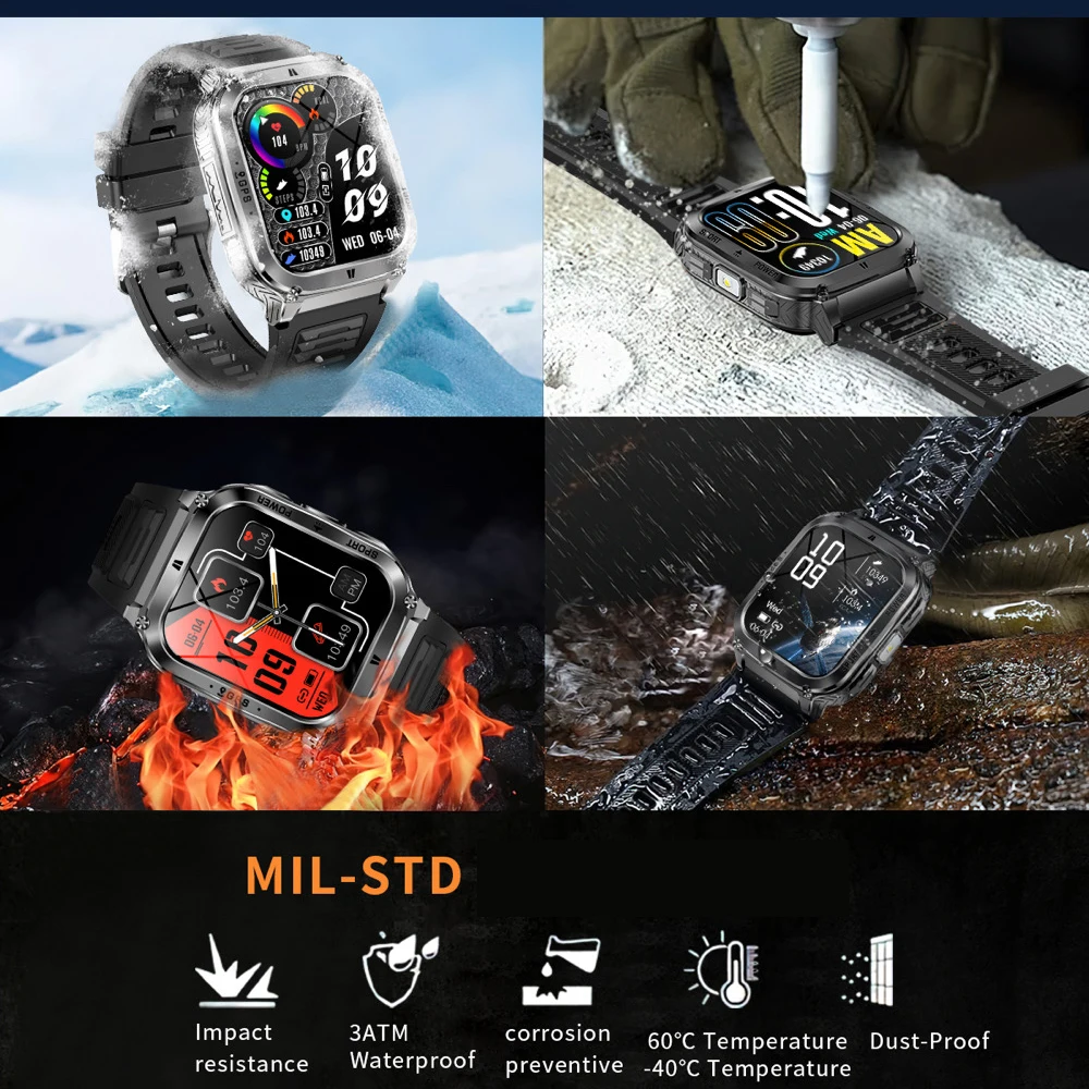 2025 al aire libre GPS deportes Fitness reloj inteligente 3ATM impermeable 1,83 "llamada de diente azul linterna LED ritmo cardíaco salud Smartwatch