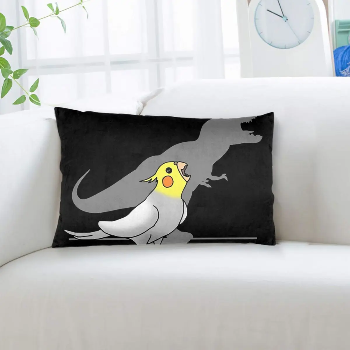 Dinosaur Shadow Cockatoo Cockatiel Rectangle Pillowcase Cushion Cover Decorative Bedroom Bed Home Comfort Throw Pillow