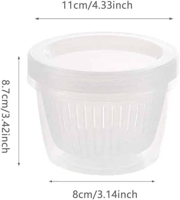 4 Pack vegetable Keeper vegetable Saver Storage Container 2 Layer with Strainer Odor-Free Holder Organizer for vegetable