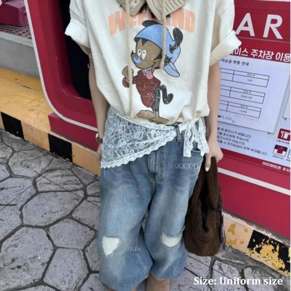 Rok Mini berenda modis rok bungkus celemek Y2K Slim Fit tirai pinggul Harajuku cantik untuk wanita