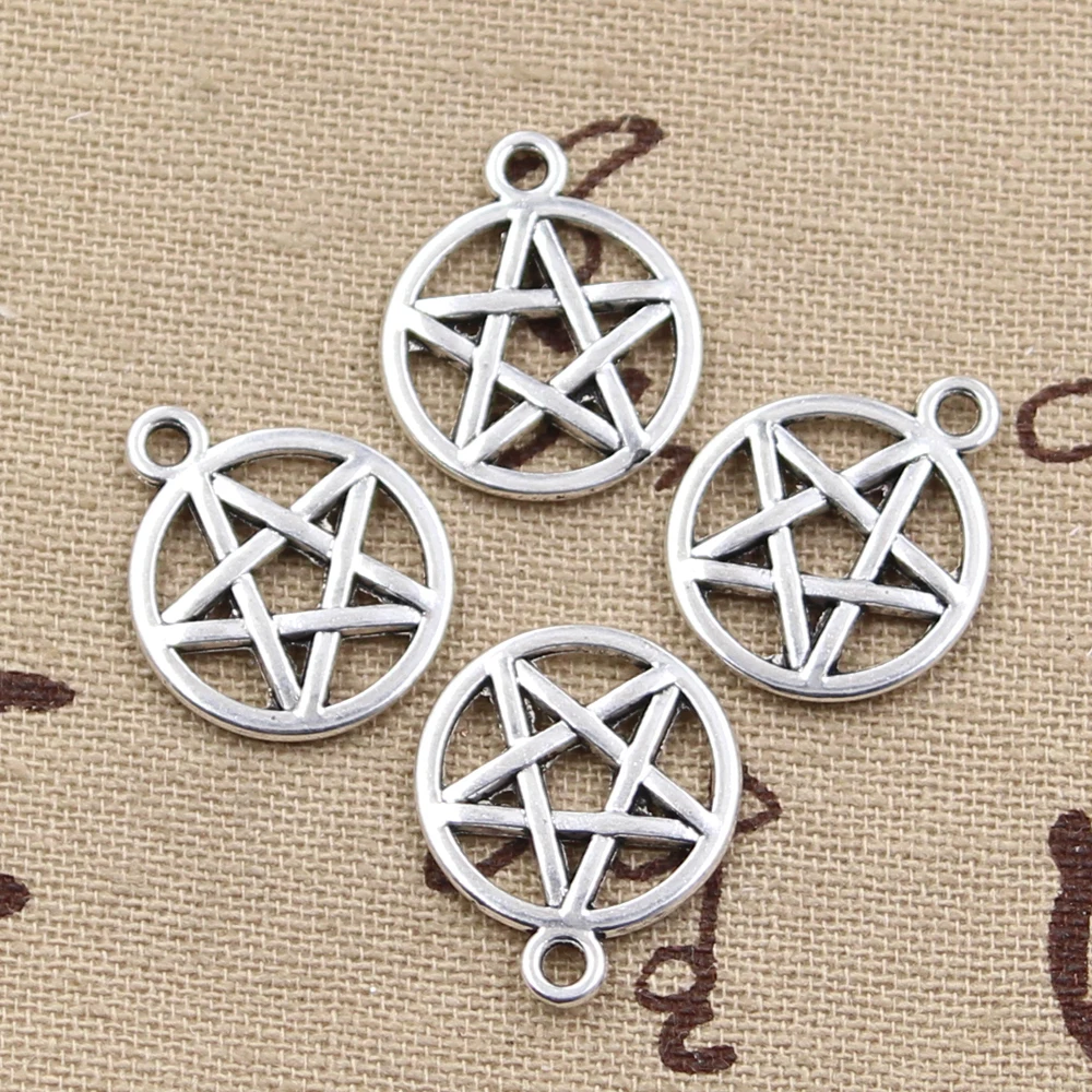 20pcs Charms Star Pentagram 19x16mm Antique Bronze Silver Color Pendants Making DIY Handmade Tibetan Bronze Silver Color Jewelry