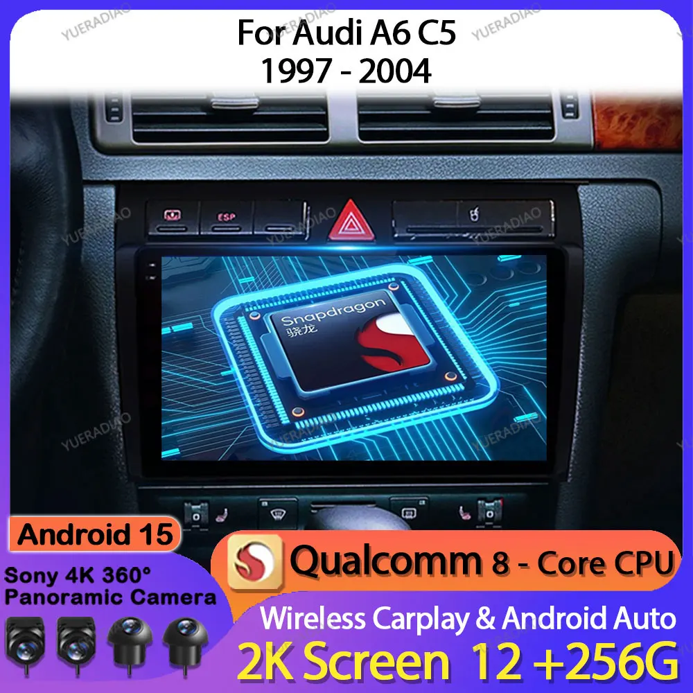 

Android 15 Car Radio For Audi A6 C5 1997 - 2004 S6 1999 - 2004 RS6 2002 - 2006 Multimedia Video Player Carplay Auto GPS NAVI DSP