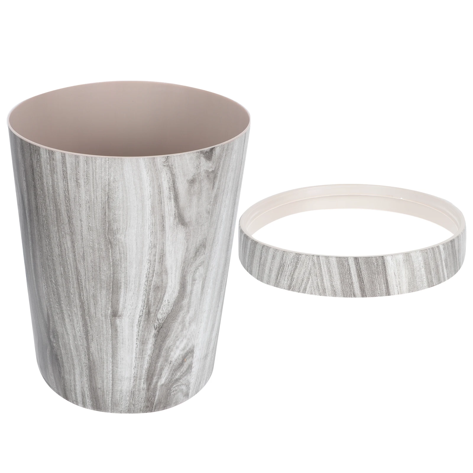 

Retro Trash Can Garbage Bucket Decorative Plastic Wood Pattern Household Kitchen Bedroom Hotel Easy Clean Long Service Retro