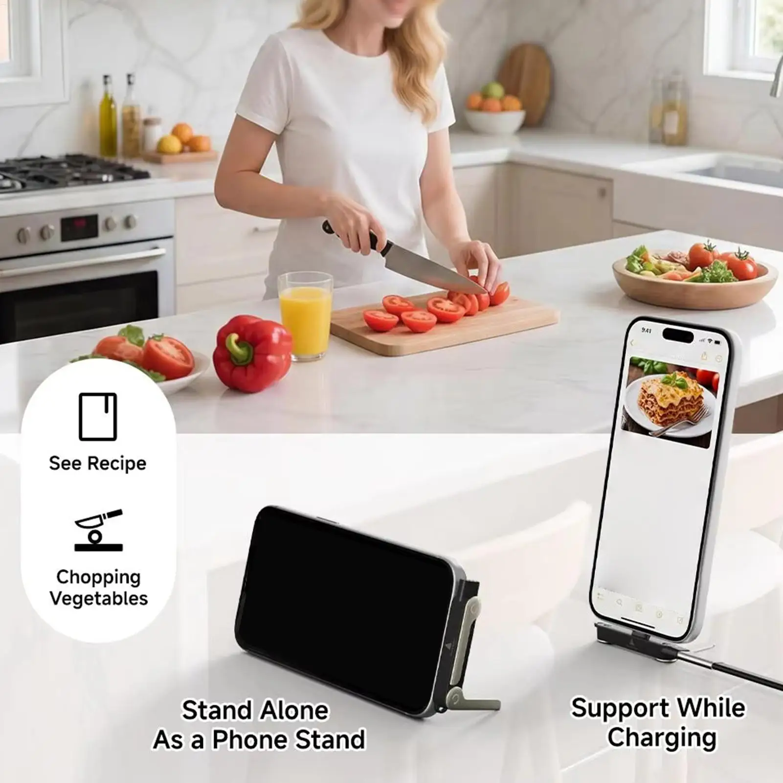 Phone Charger Stand 240W Type-C To Type-C Adapter Holder Foldable Mobile Phone Charging Holder for Desk Nightstand Bedside Home