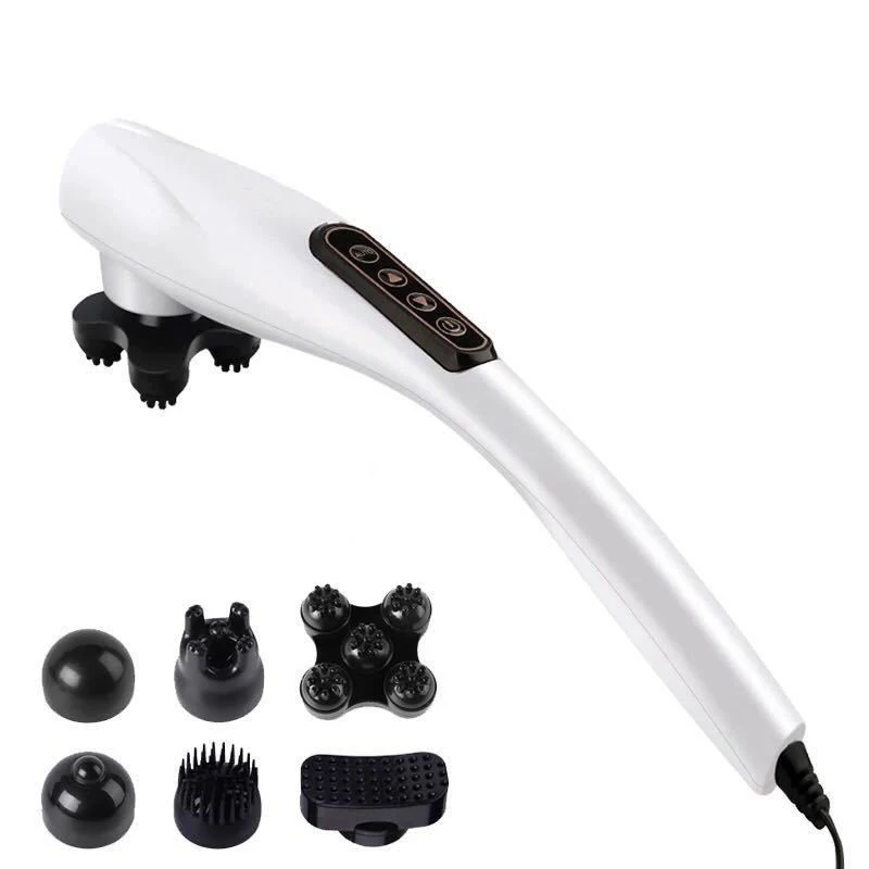 Handheld Back Massager Portable Electric Massage Stick Deep Tissue Massage for Back Neck Shoulders Full Body 12 Modes 6 heads