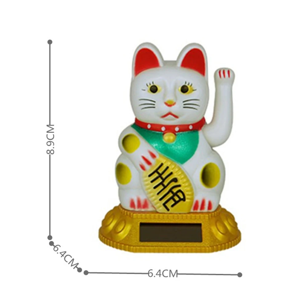 Solar Waving Lucky Cat Ornament Chinese Lucky Cat Decor Electric Waving Lucky Cat Vehicle Home Shop Restaurant Ornament