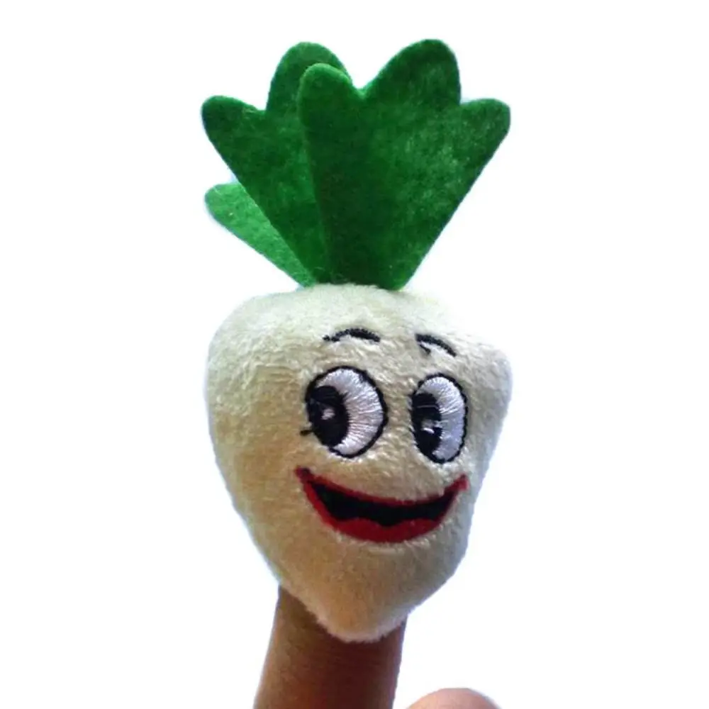 10 PCS Cartoon Fruit/Vegetable Finger Puppets Toys Different Mini Finger Puppet Set Cute Teaching Role-Playing Puppets Interact