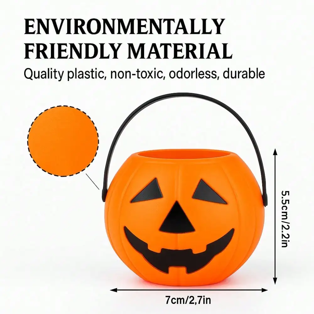 دلو حلوى اليقطين الصغير، ضروري لحفلات الهالوين، حاوية حلوى خدعة أو علاج، صندوق هدايا ديكور منزلي احتفالي #6