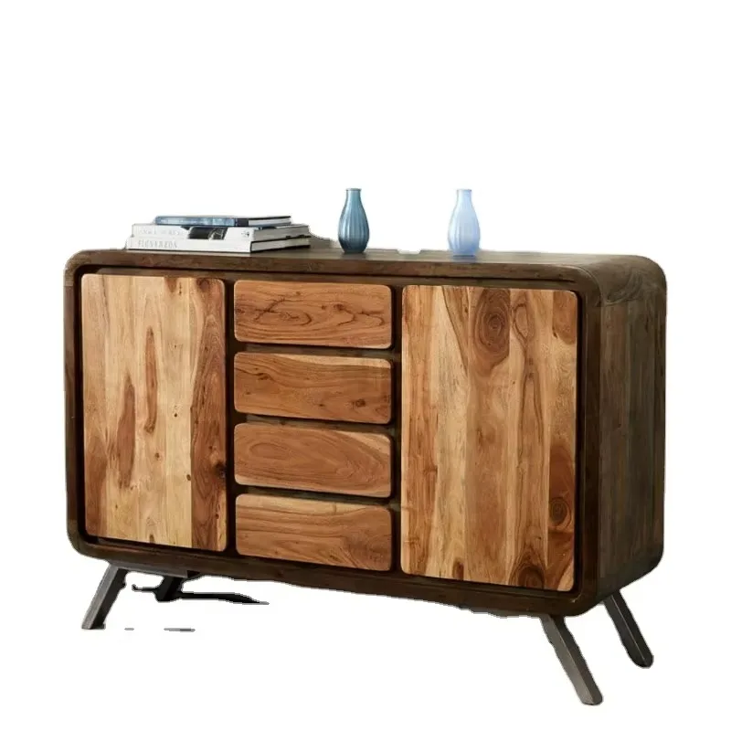 Contemporary modern recycled wood sideboard iron metal storage kitchen dining room living room home furniture
