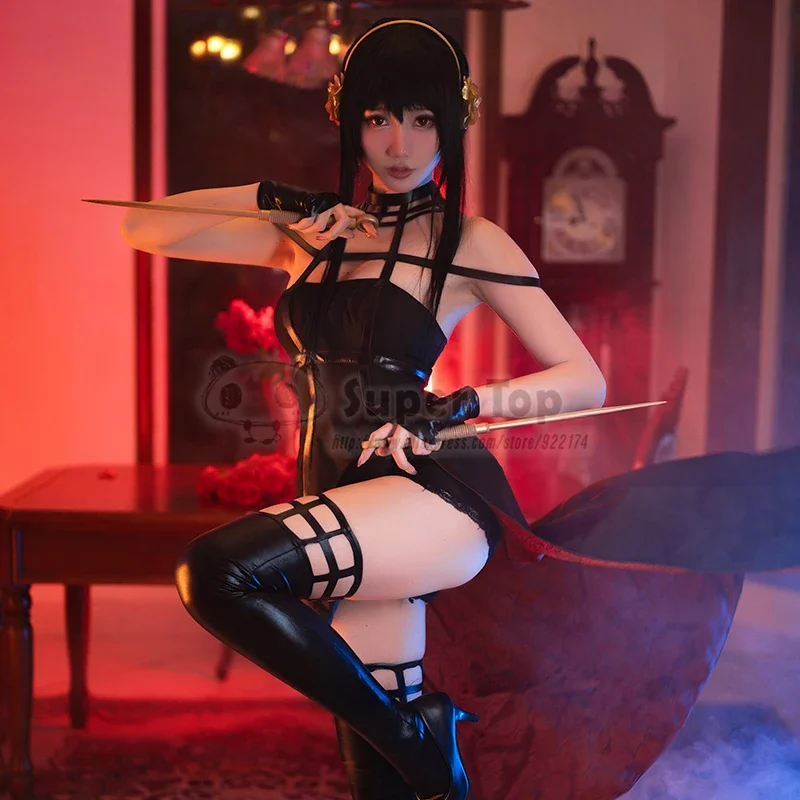 CosplayAnime Spy X Family Cosplay princesa de espinas Yor Forger disfraz de Cosplay Cos Spy disfraz de familia con peluca de Cosplay para niña