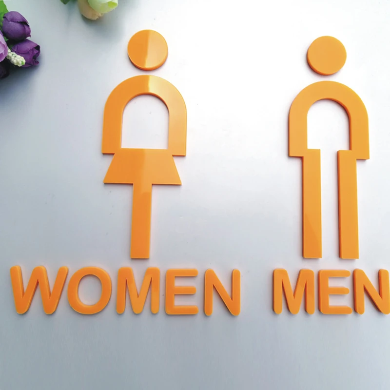 Bathroom Sign Symbols, Toilet SignS, Men's and Women's Signage Unisex Door Symbol Acrylic Adhesive Backed
