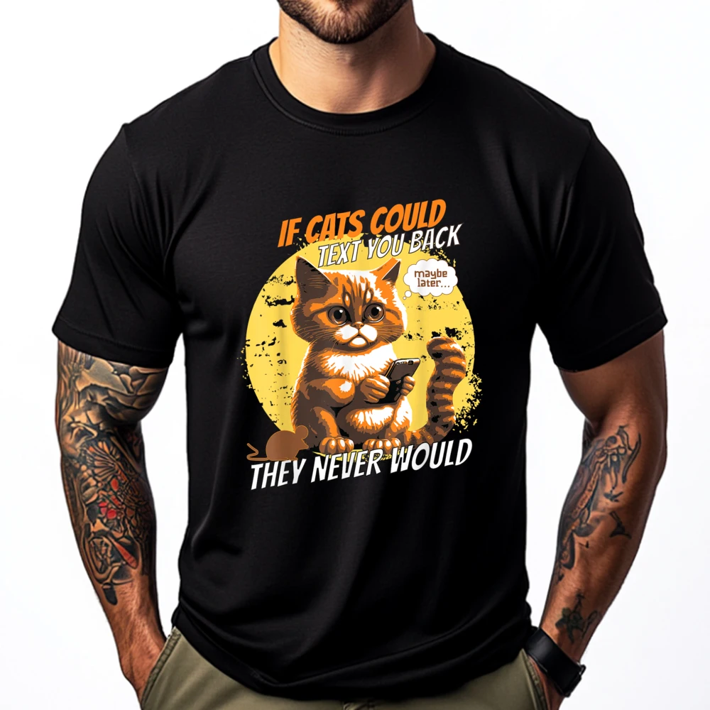 

Cat Phone Cat Lol Person Humor If Cats Could Text Cell Graphic Tee Shirt Men's Clothing 2024 Cinco de Mayo