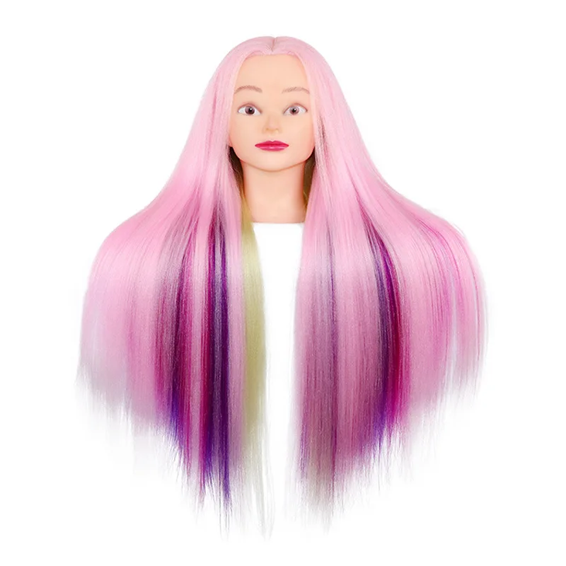 Wig head model Rainbow color practice braid hair makeup doll head color model head hair updo dummy head model