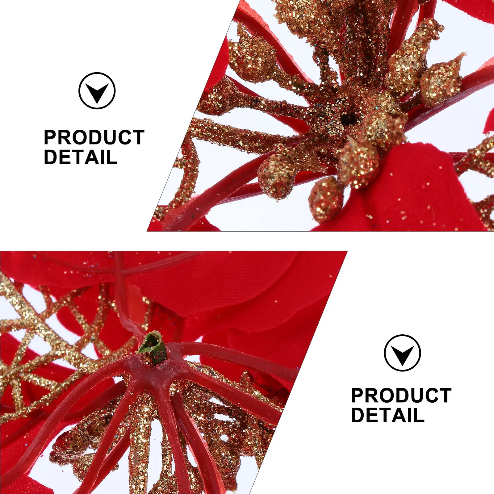 

15Pcs Christmas Flower Decor Artificial Glitter Flowers Xmas Festival Decoration Glittery Flower Ornaments