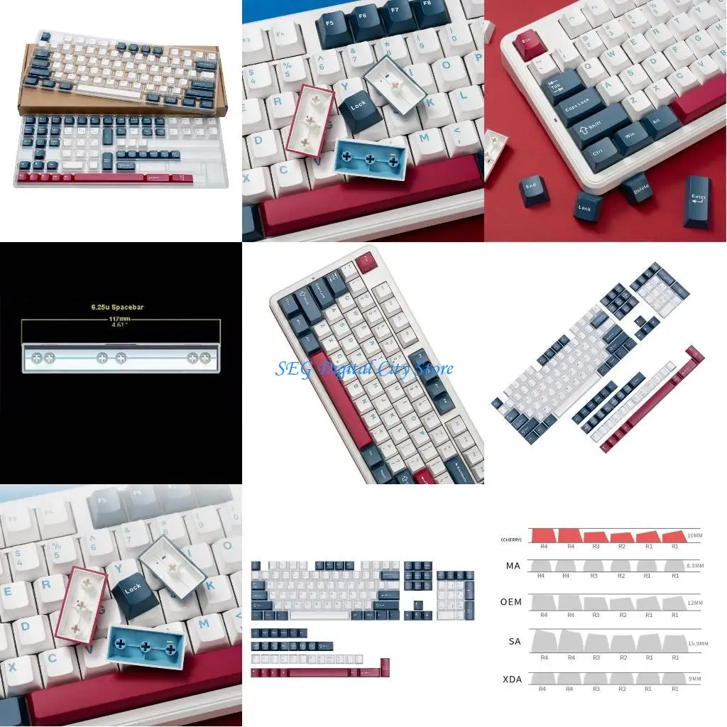 

U75B 138Keys Keycaps Two color Keycap Blue Cherry Profile for Gamers and Typists