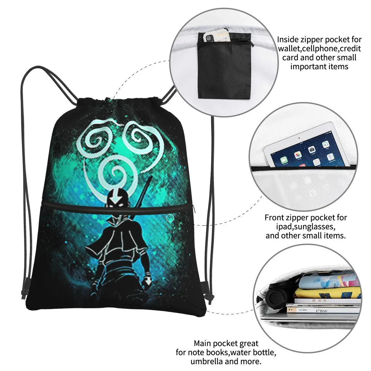 The Last Paintbender Team Avatar Ultimate Backpacks Drawstring Bag Drawstring Bundle Pocket Shoes Bags For School Students