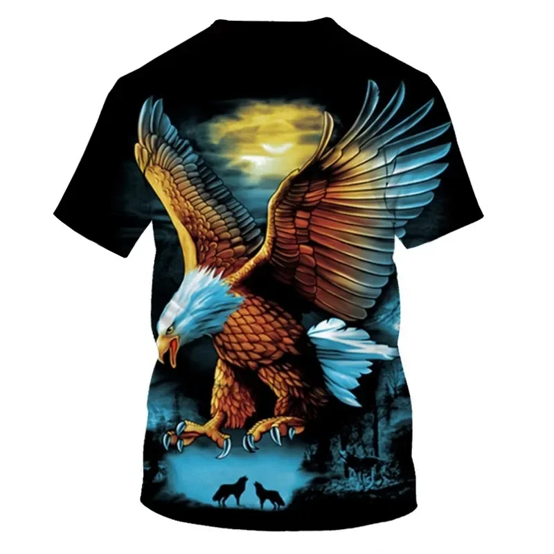 Men T Shirt 3D Print Soaring Eagle O Neck Short Sleeve Funny Animal Print Streetwear Summer Casual Loose Male Tees Tops