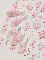 1pcs 5D  Nail Art Stickers Soft Relief Freesia Peony Tulip Flower Embossed Mixed Petal Leaf Self Adhesive Nail Decorations