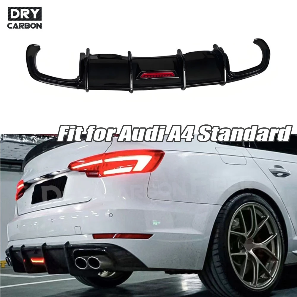 ABS Glossy Black ABS Carbon Look Rear Diffuser Protector For Audi A4 Standard 2017-2019 Rear Bumper Lip Diffuser Spoiler Body