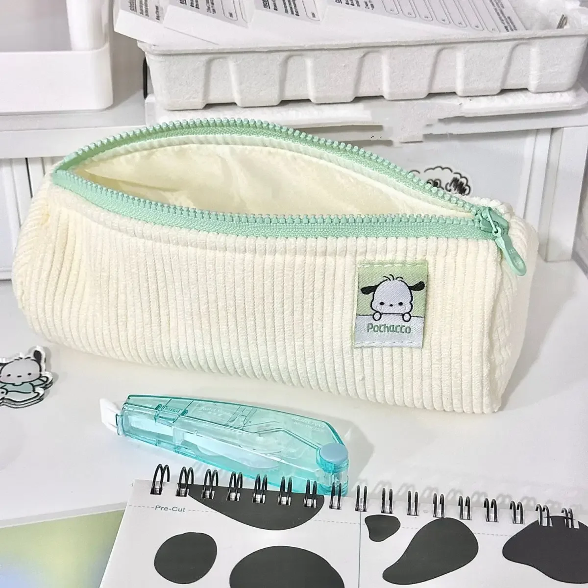 Sanrio Pochacco Pencil Case Cute Cartoon Kawaii Portable Plush Stationery Storage Bag Fashion Cosmetic Bag Student Holiday Gifts