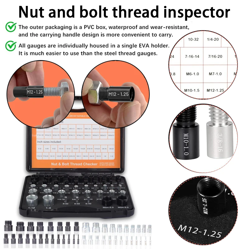 

Многофункциональная портативная коробка для проверки гаек и болтов с небольшими размерами 26/44 шт. в метрических и императорских системх