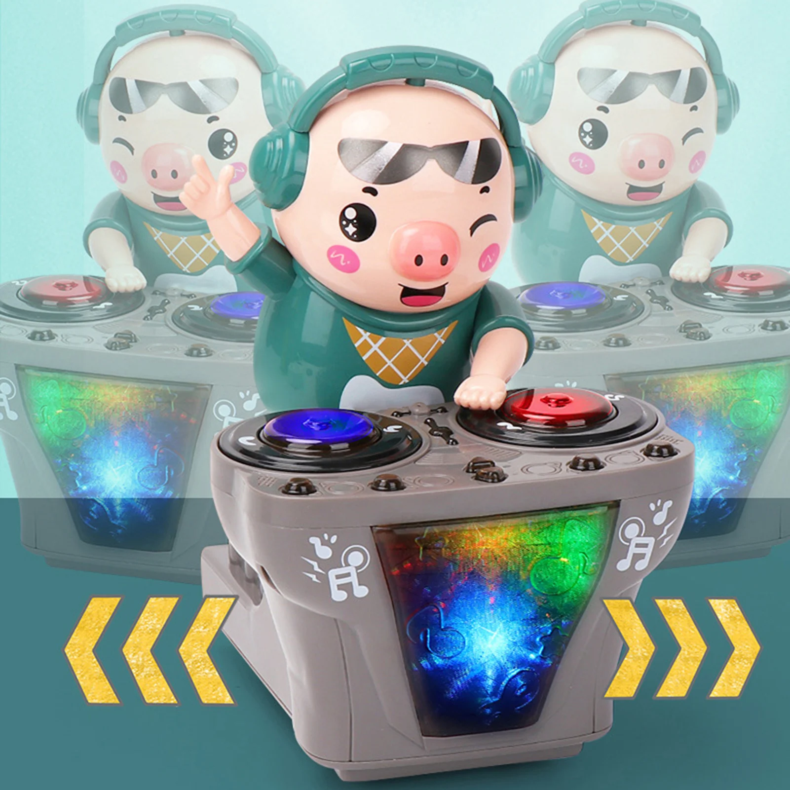 Children\'s Dancing Rock DJ Pig Electric Toys Cartoon Piggy Dolls Disc Swing With Lights Music Toys for Boy Girl Christmas Gifts