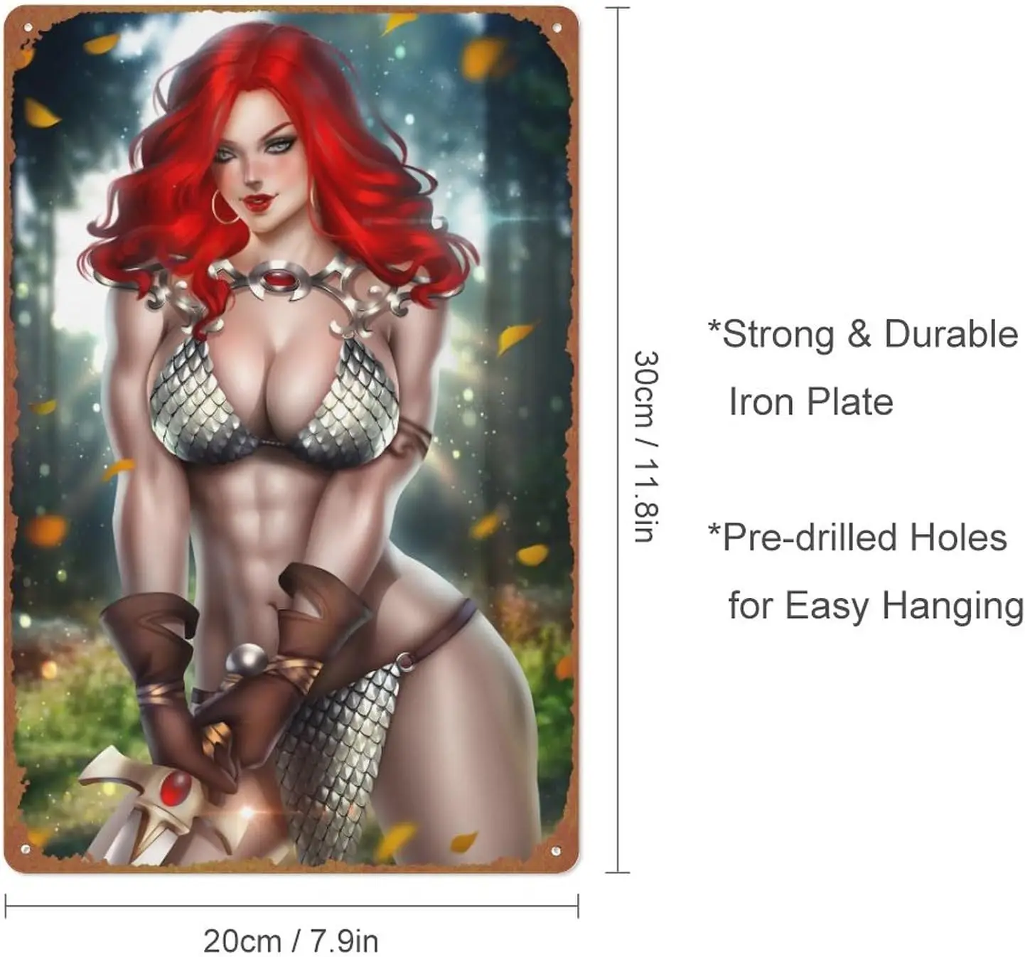 Red Sonja Poster Sign Metal Tin Sign Wall Art Decor - Retro Sign for Home Decor Gifts - 8x12 Inch