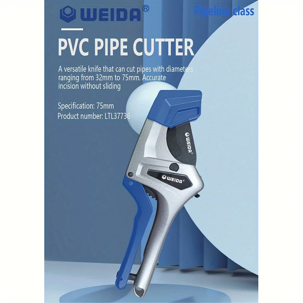 Industrial Grade Pipe Cutter 32-75MM Pipe Scissors SK5 Material Ratchet PVC/PU/PP/PE Hose Cutter Scissor Woodworking Repair Tool