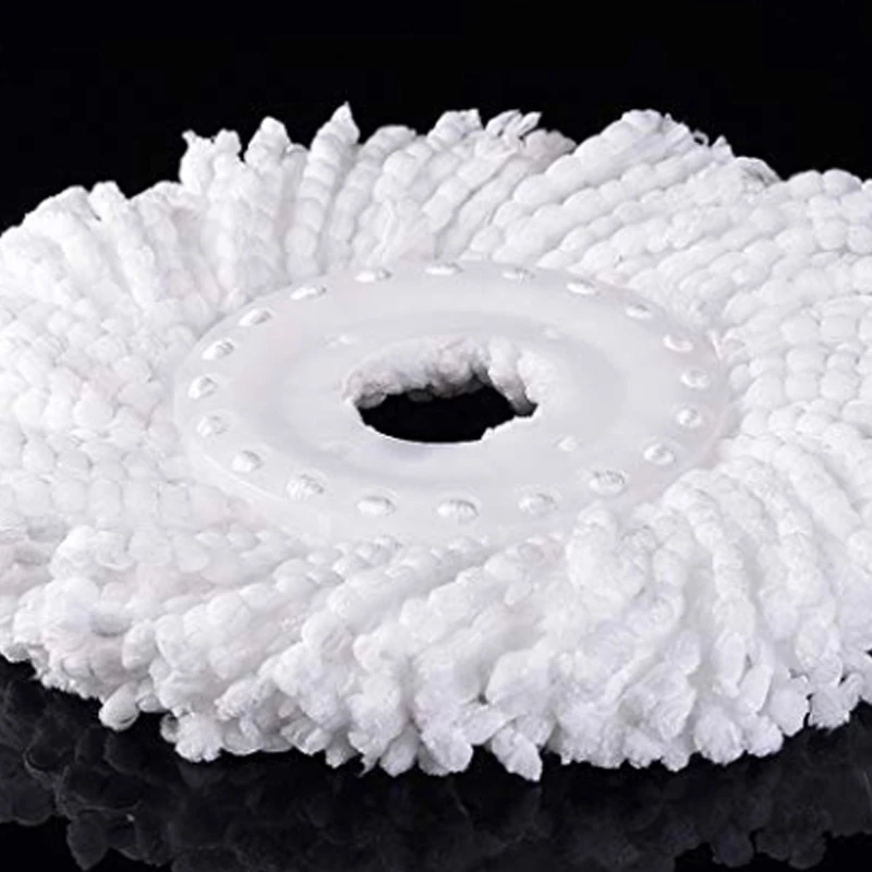 マイクロファイバー交換用モップヘッド、マイクロヘッドリフィル、360 ° スピンマジックモップ、ラウンドシェイプ、標準サイズ、ホワイト、6パック