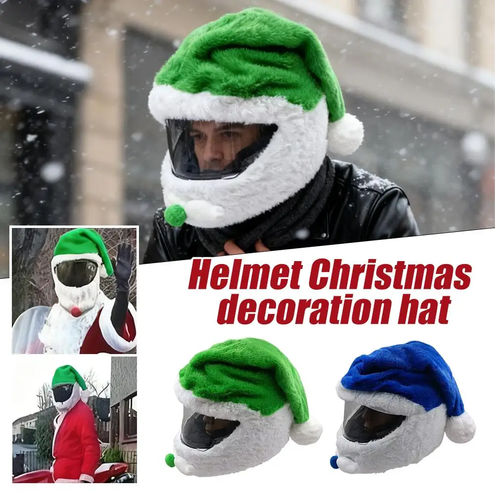 Motorcycle Helmet Cover Santa Claus Green/Blue Windproof Warm Santa Accessory For Motorcycle Bike Helmets Winter Riding Dec C4E0