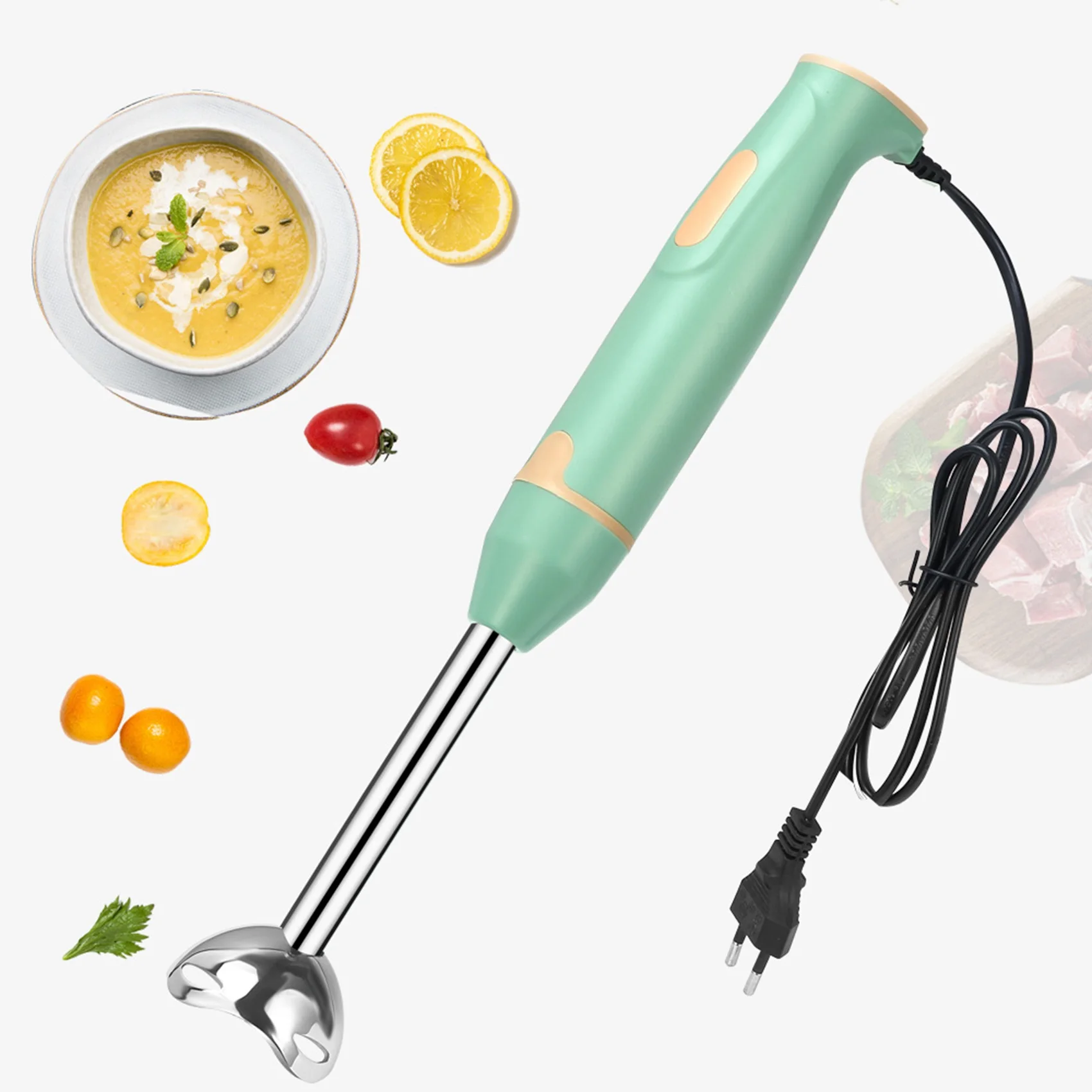 Immersion Hand Stick Blender Electric Food Vegetable Grinder Hand-Held Cooking Complementary Food Machine EU Plug White