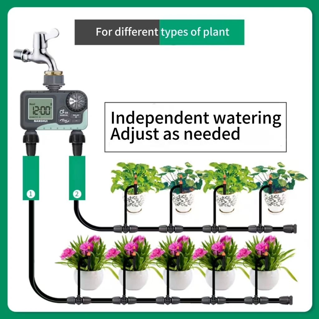 ذكي التلقائي مزدوج صمام الري الموقت المنزل في الهواء الطلق حديقة ساحة الحديقة سقي جهاز التحكم لحدائق المزارع