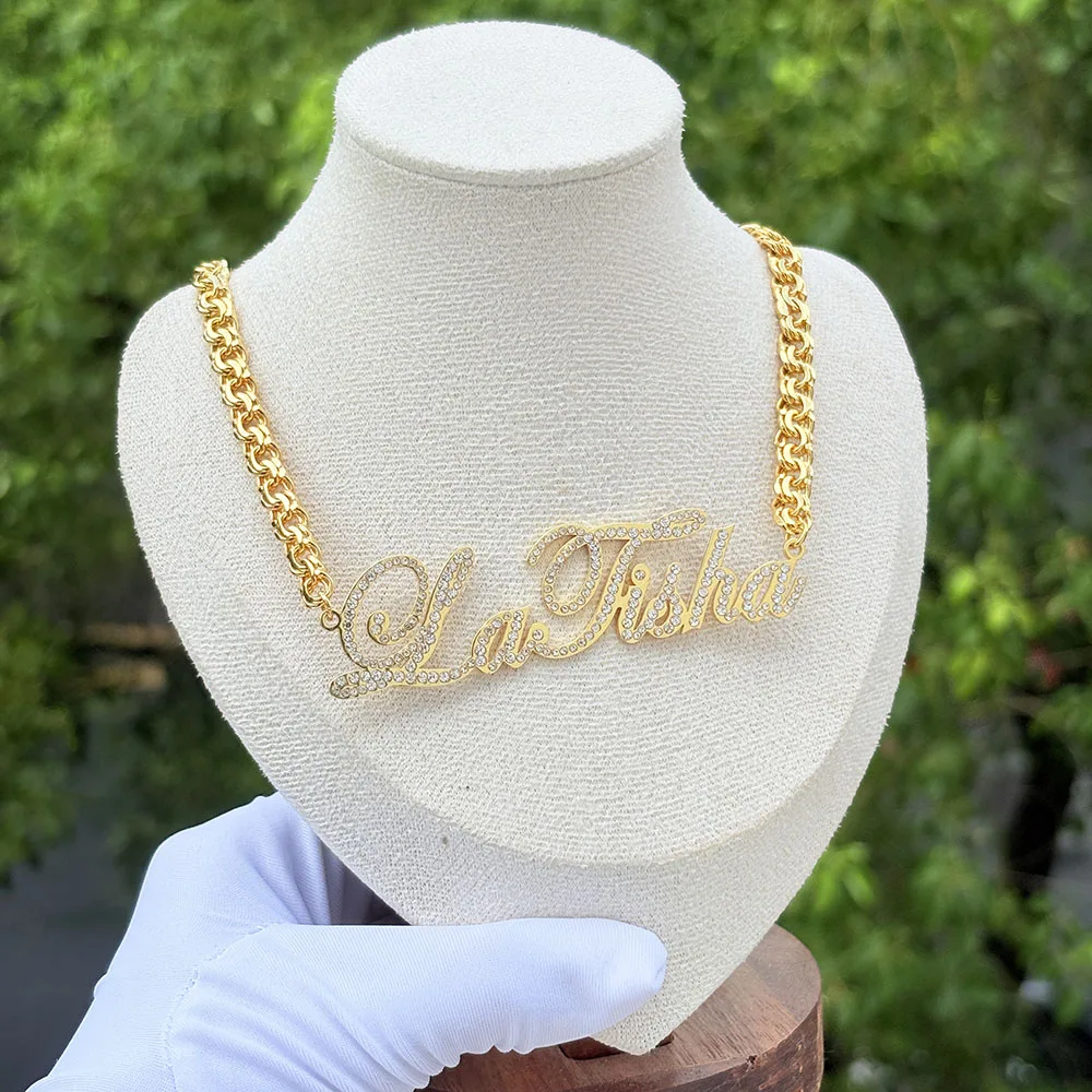Custom Name Ring Necklace Personalized Engraved Stainless Steel Interlocking Pendant Anniversary Gift For Women Luxury Jewelry