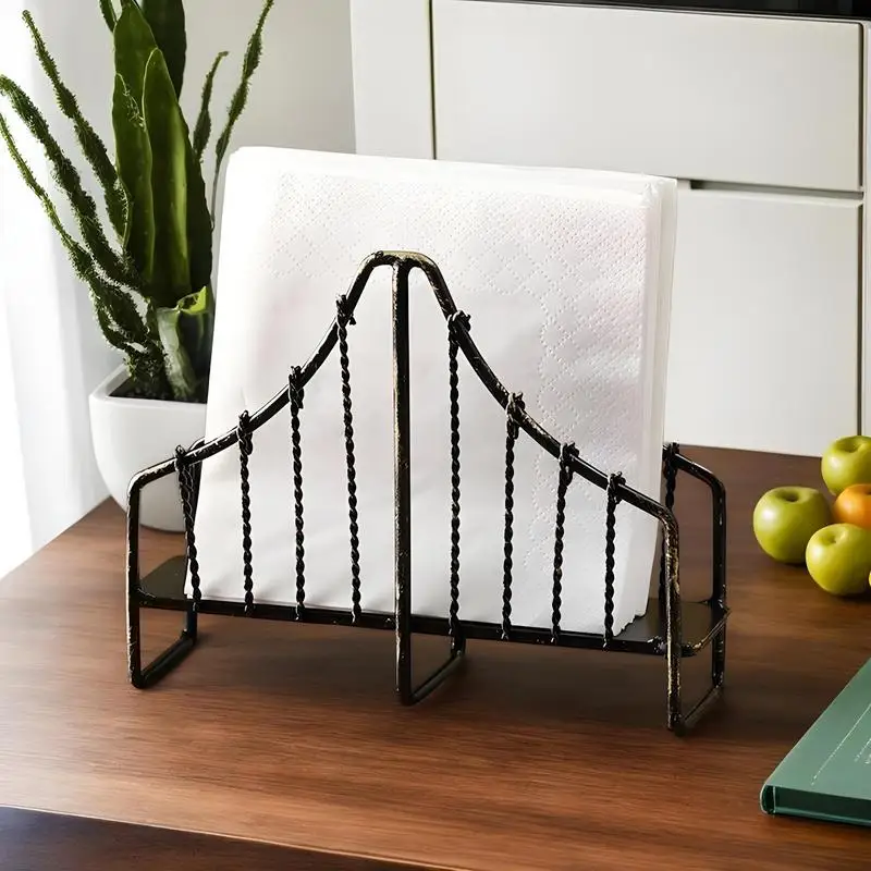 

Napkin Holder For Table Metal Upright Vintage Bridge Napkin Holder Decorative Retro Kitchen Accessories Space-Saving Tissue