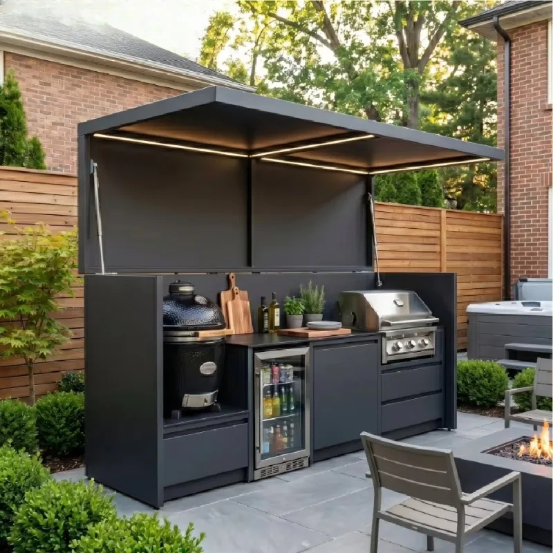 Custom Made  Resistant Stainless Steel Outdoor Complete Bbq Cooking Station Kitchen Cabinet for Home Patio Garde