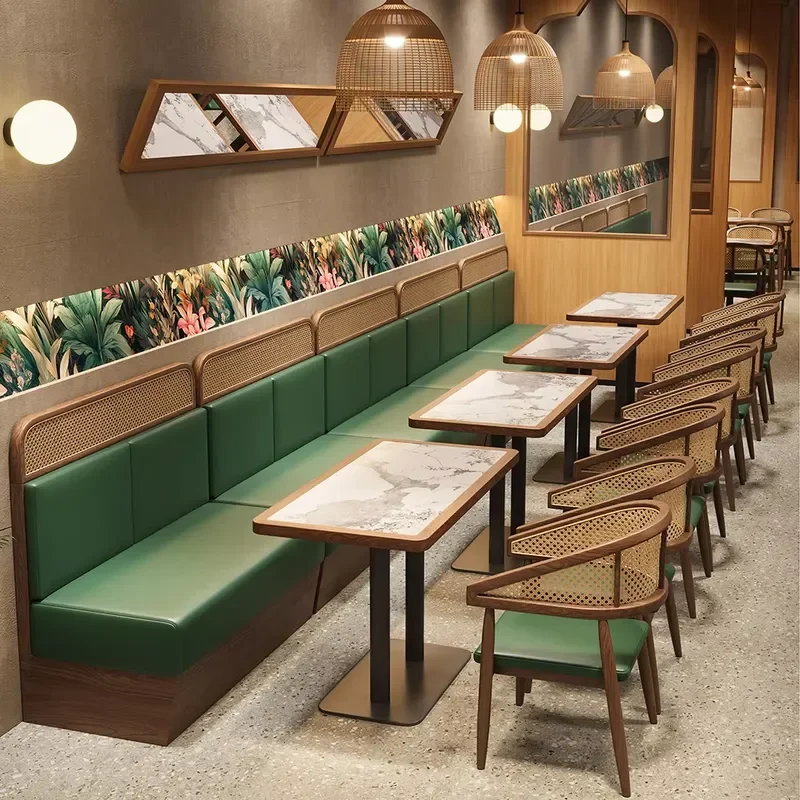 Modern Commercial Oak Laminated Wood Square Dining Table and Chair Set for Coffee Tea Shop Restaurant Furniture