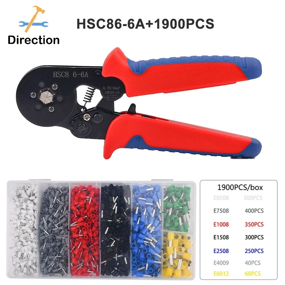 

Tubular Terminal Crimping Tool HSC8 Pliers Ferrule Crimper Tools Electrician Clamp Sets Wire Tips