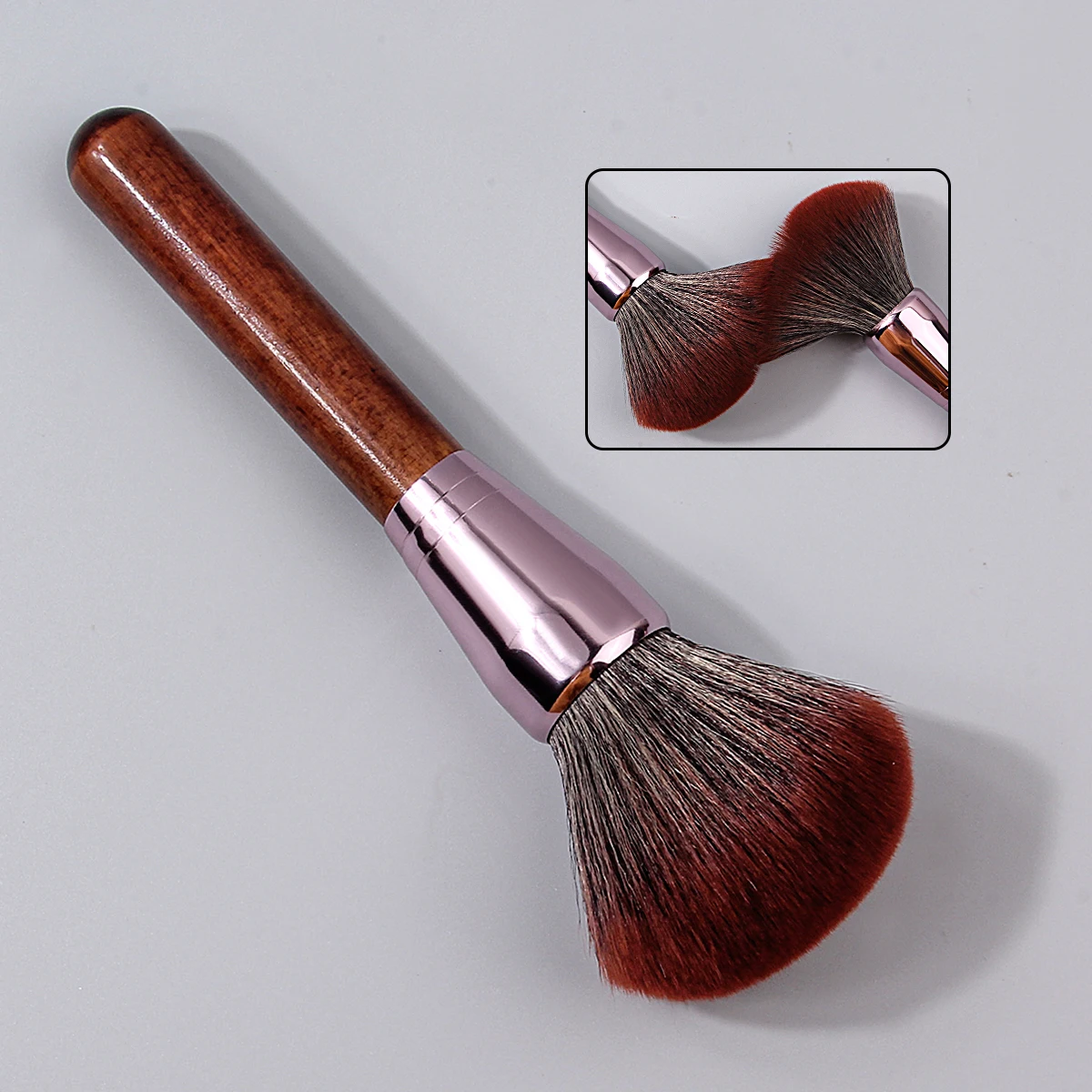 1 pieza de cepillo suelto con mango de madera súper grande, suave y esponjoso, brocha de maquillaje multifuncional, herramienta de maquillaje de viaje portátil