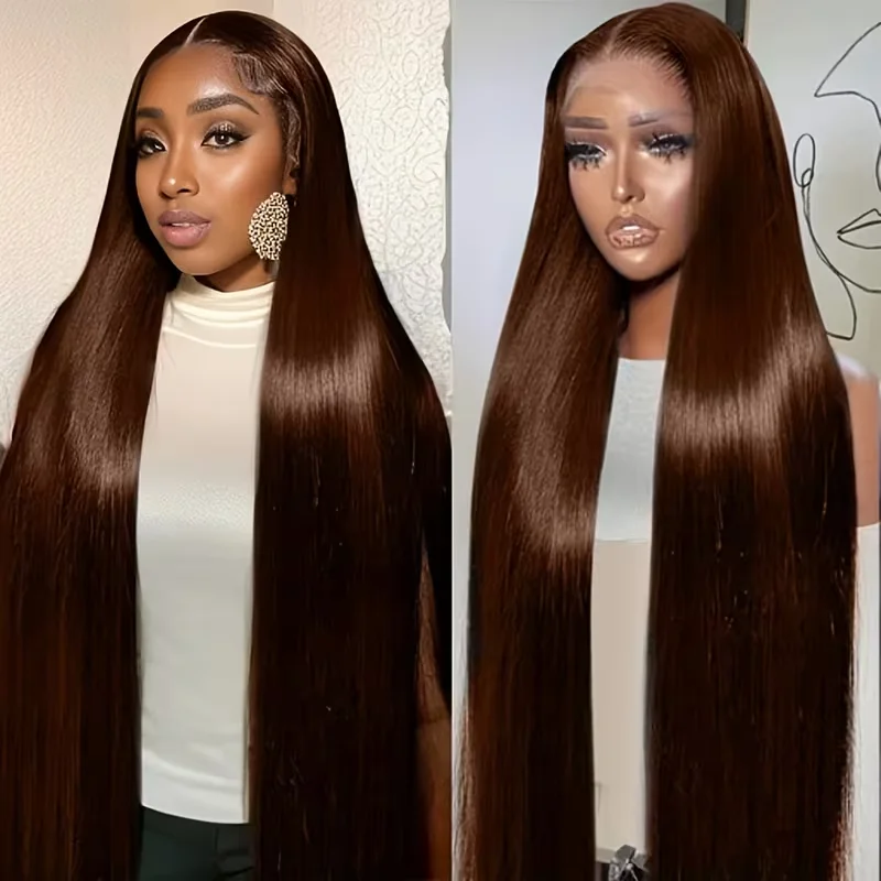 

Плотность 200 Прямой шоколадно-коричневый HD Парик фронта шнурка Человеческие волосы 13x4 13x6 Фронтальные парики Человеческие волосы Предварительно выщипанный парик для женщин