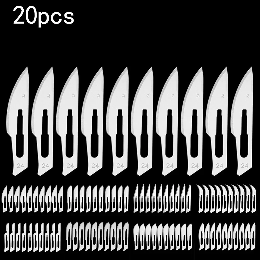 20pcs Blades Stainless Steel Engraving Blades Metal Blade Wood Carving Kni-fe Blade Replacement Surg-ical Craft New