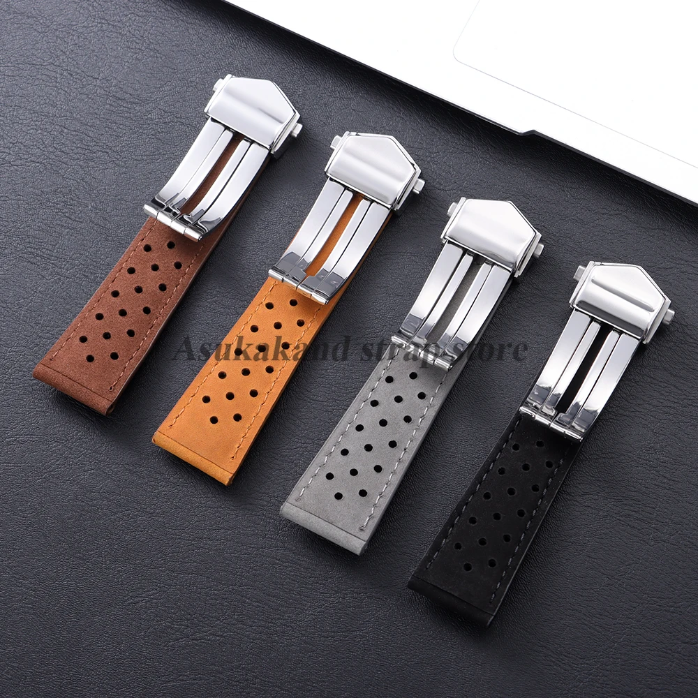 20mm 22mm 24mm cinturino per orologio in vera pelle di mucca per Tag Heuer per serie Carrera cinturino universale per uomo donna braccialetti da polso
