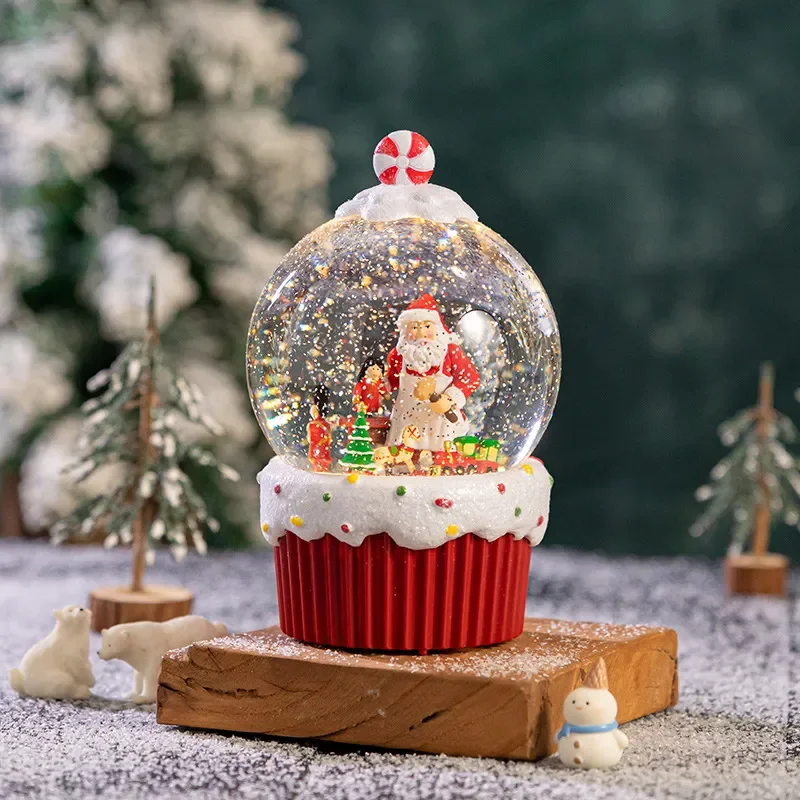 Christmas Crystal Ball Decoration Ornament Arrangement Crafts Snow Gifts Old Man Spinning Snowflake Ball Birthday Gifts