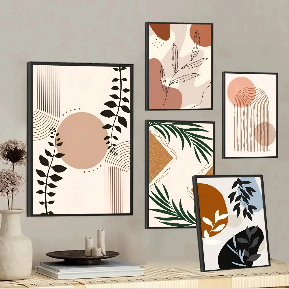 1PC Modern Boho Leaves Poster Paper Print Home Living Room Bedroom Entrance Bar Restaurant Cafe Art Painting Decoration